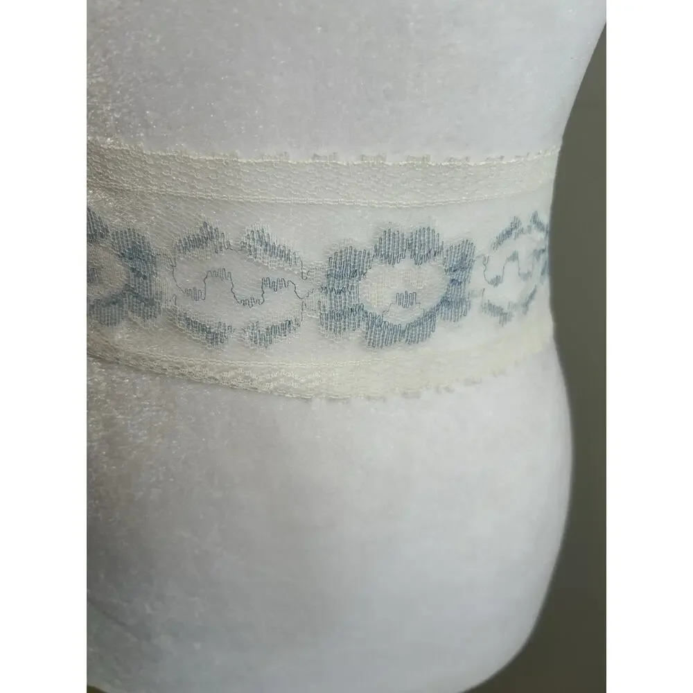 Vintage Blue Beige Lace Floral Trim Edging Crafting Sewing 3” inch 5 yds Yard